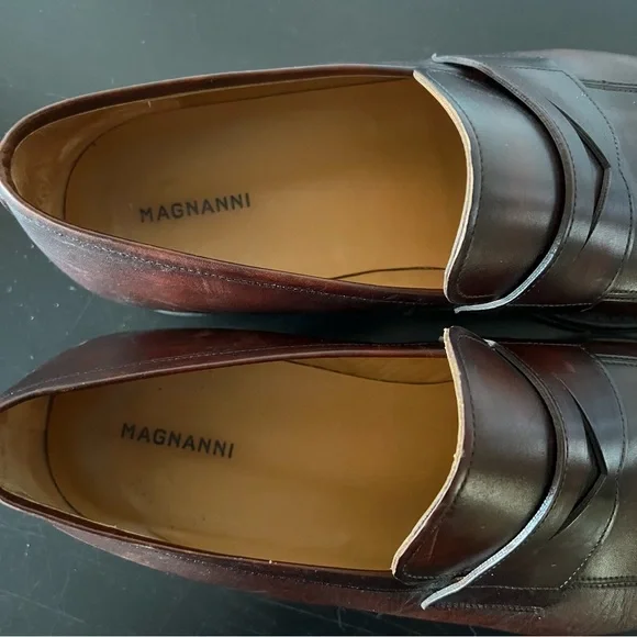 Magnanni Mens Cherry Brown Penny Loafer Size 14